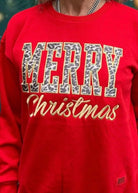 Royce - Merry Christmas Leopard Poncho Fleece - Red - Royce Sweatshirt - Jimberly's Boutique - Olive Branch - Mississippi