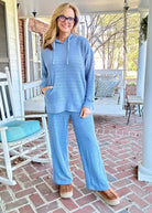 Royce Sanibel - Wide - Leg Oversized Herringbone Pant - Bluestone - Royce Pant - Jimberly's Boutique - Olive Branch - Mississippi