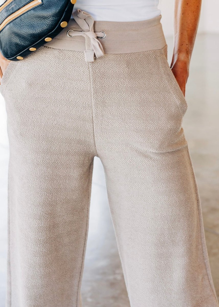 Royce Sanibel - Wide - Leg Oversized Herringbone Pant - Sand - Royce Pant - Jimberly's Boutique - Olive Branch - Mississippi