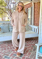 Royce Sanibel - Wide - Leg Oversized Herringbone Pant - Sand - Royce Pant - Jimberly's Boutique - Olive Branch - Mississippi