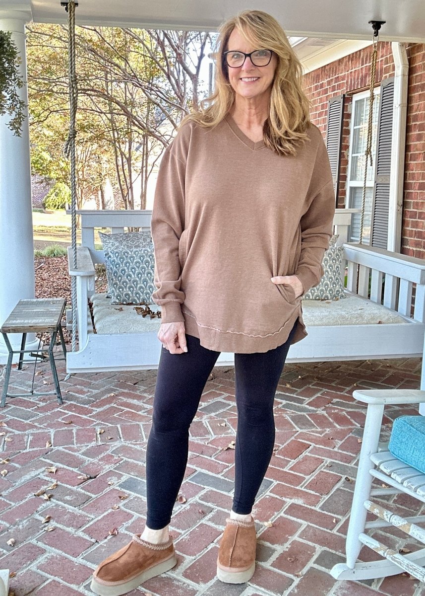 Royce Vee Neck Round Bottom Fleece - Acorn - Royce Fleece - Jimberly's Boutique - Olive Branch - Mississippi