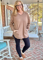 Royce Vee Neck Round Bottom Fleece - Acorn - Royce Fleece - Jimberly's Boutique - Olive Branch - Mississippi