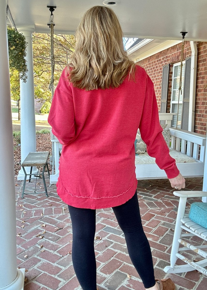 Royce Vee Neck Round Bottom Fleece - Crimson - Royce Fleece - Jimberly's Boutique - Olive Branch - Mississippi