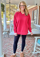 Royce Vee Neck Round Bottom Fleece - Crimson - Royce Fleece - Jimberly's Boutique - Olive Branch - Mississippi