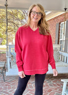 Royce Vee Neck Round Bottom Fleece - Crimson - Royce Fleece - Jimberly's Boutique - Olive Branch - Mississippi