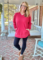 Royce Vee Neck Round Bottom Fleece - Crimson - Royce Fleece - Jimberly's Boutique - Olive Branch - Mississippi