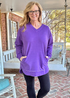 Royce Vee Neck Round Bottom Fleece - Purple - Royce Fleece - Jimberly's Boutique - Olive Branch - Mississippi