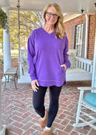 Royce Vee Neck Round Bottom Fleece - Purple - Royce Fleece - Jimberly's Boutique - Olive Branch - Mississippi