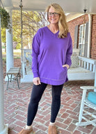 Royce Vee Neck Round Bottom Fleece - Purple - Royce Fleece - Jimberly's Boutique - Olive Branch - Mississippi