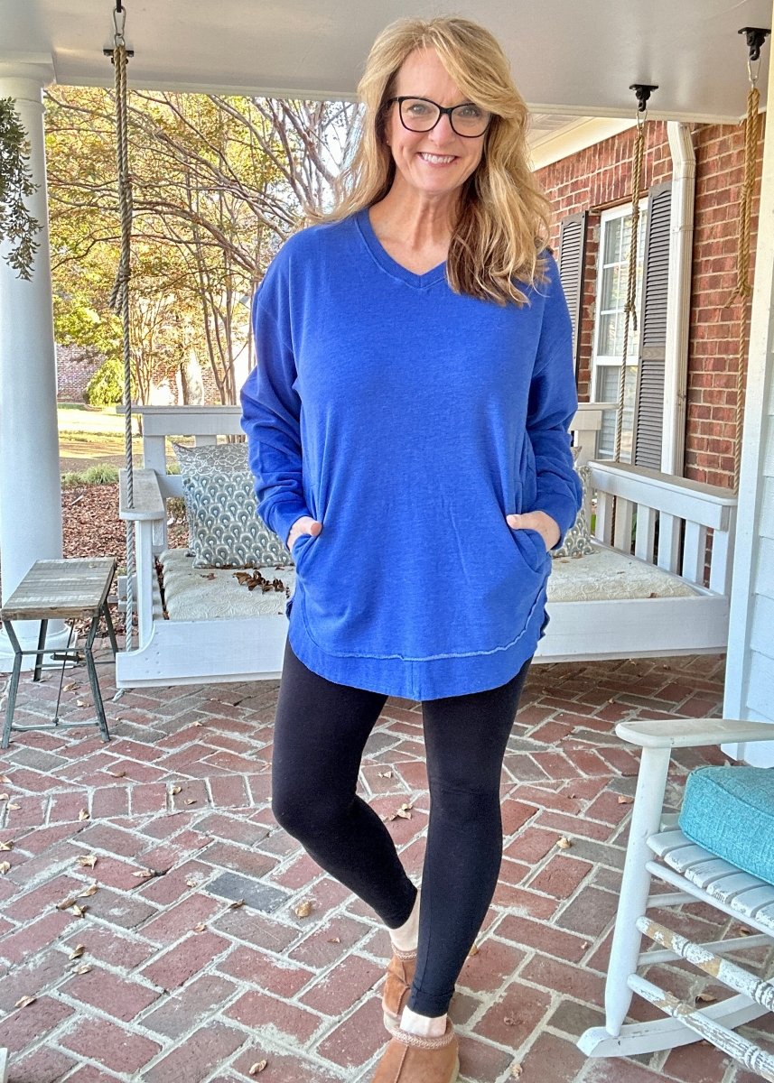 Royce Vee Neck Round Bottom Fleece - Royal - Royce Fleece - Jimberly's Boutique - Olive Branch - Mississippi