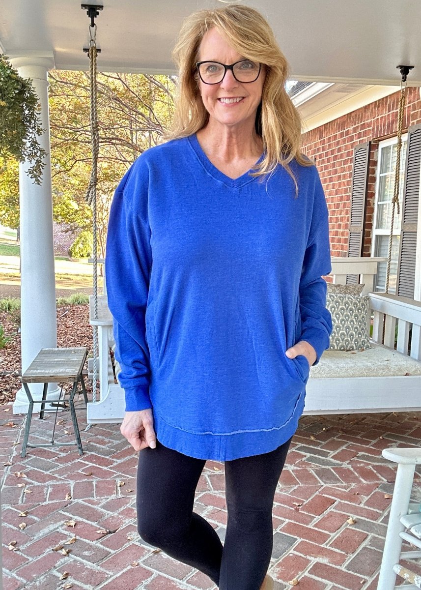 Royce Vee Neck Round Bottom Fleece - Royal - Royce Fleece - Jimberly's Boutique - Olive Branch - Mississippi