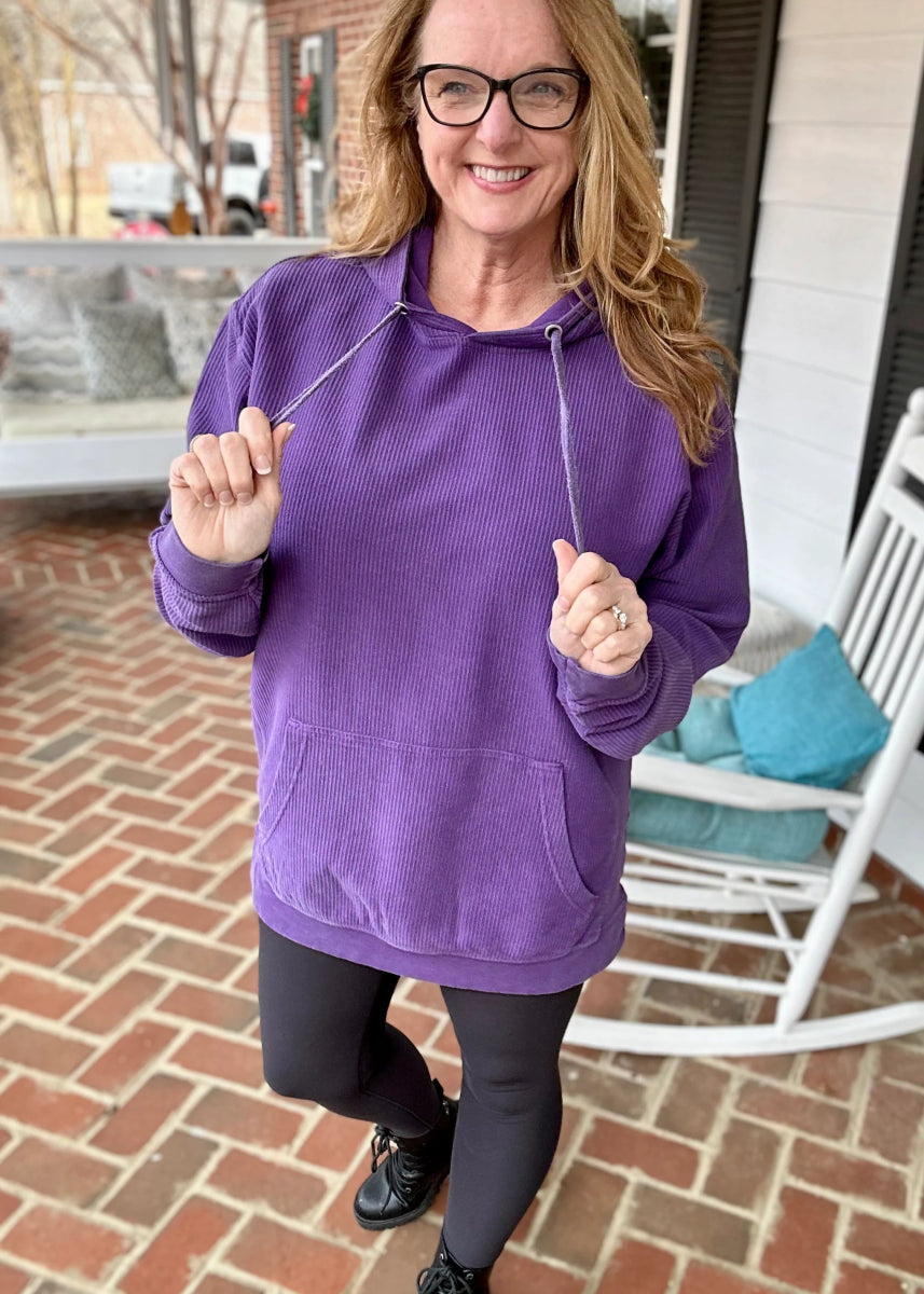 S - M Royce Comfy Cord Hoodie - Purple - Jimberly's Boutique - Olive Branch - Mississippi