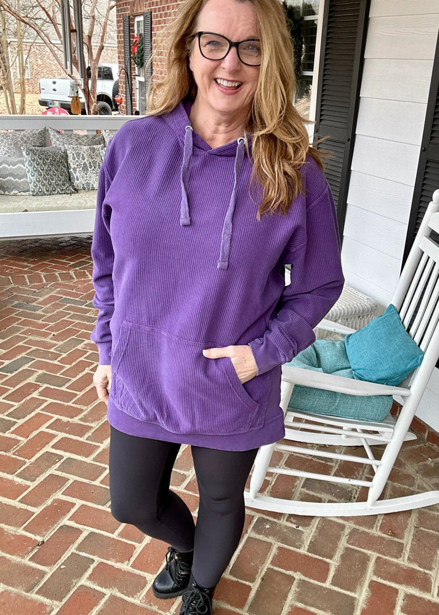 S - M Royce Comfy Cord Hoodie - Purple - Jimberly's Boutique - Olive Branch - Mississippi