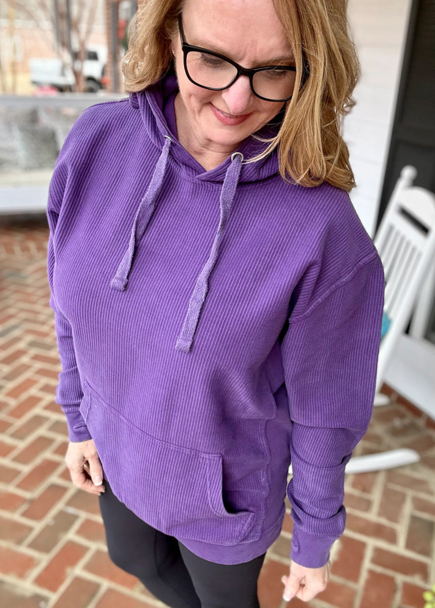 S - M Royce Comfy Cord Hoodie - Purple - Jimberly's Boutique - Olive Branch - Mississippi