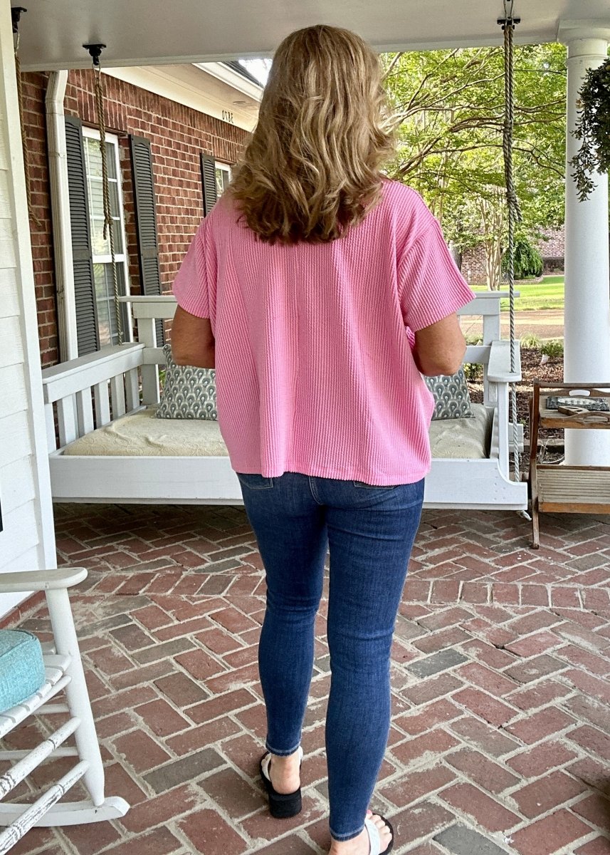 Sandra Lynn | Textured | Pocket Top - Dark Pink - Zenana Casual Top - Jimberly's Boutique - Olive Branch - Mississippi