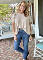 Sandra Lynn | Textured | Pocket Top - Sand - Zenana Casual Top - Jimberly's Boutique - Olive Branch - Mississippi