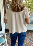 Sandra Lynn | Textured | Pocket Top - Sand - Zenana Casual Top - Jimberly's Boutique - Olive Branch - Mississippi