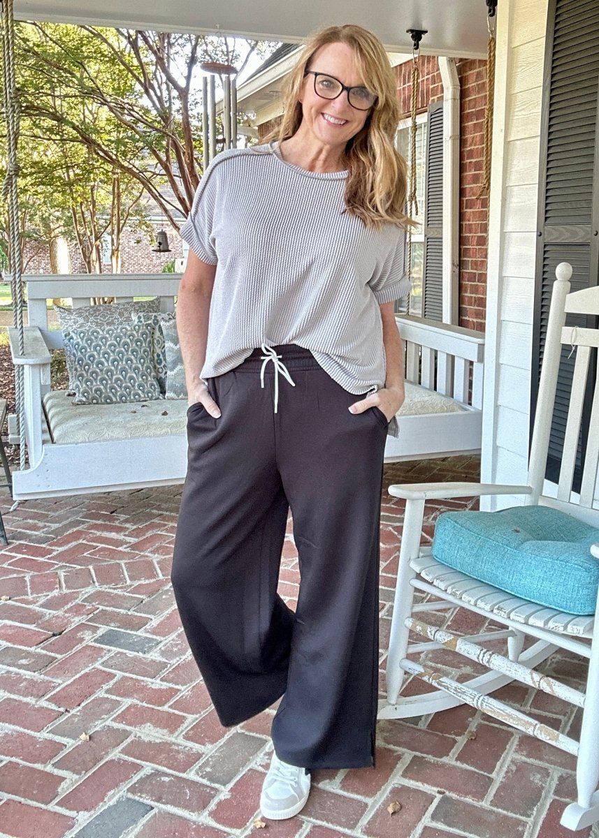 Scuba Drawstring Pants - Black | Zenana - casual pants - Jimberly's Boutique - Olive Branch - Mississippi