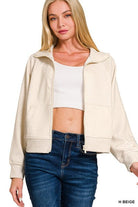 Scuba Full Zip Jacket - Heather Beige | Zenana - Jacket - Jimberly's Boutique - Olive Branch - Mississippi