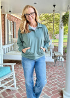 Scuba Half Zip Pullover - Dark Forest | Zenana - Casual Top - Jimberly's Boutique - Olive Branch - Mississippi