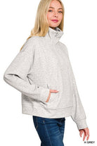 Scuba Half Zip Pullover - Heather Grey | Zenana - Casual Top - Jimberly's Boutique - Olive Branch - Mississippi