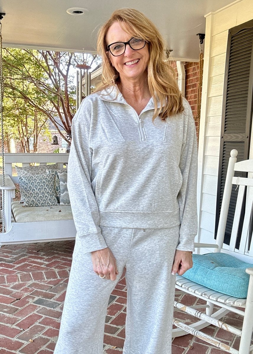 Scuba Half Zip Pullover - Heather Grey | Zenana - Casual Top - Jimberly's Boutique - Olive Branch - Mississippi