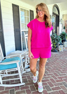 Scuba Short Sleeve Sweatshirt/Top - Hot Pink | Zenana - Casual Top - Jimberly's Boutique - Olive Branch - Mississippi