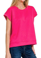 Scuba Short Sleeve Sweatshirt/Top - Hot Pink | Zenana - Casual Top - Jimberly's Boutique - Olive Branch - Mississippi