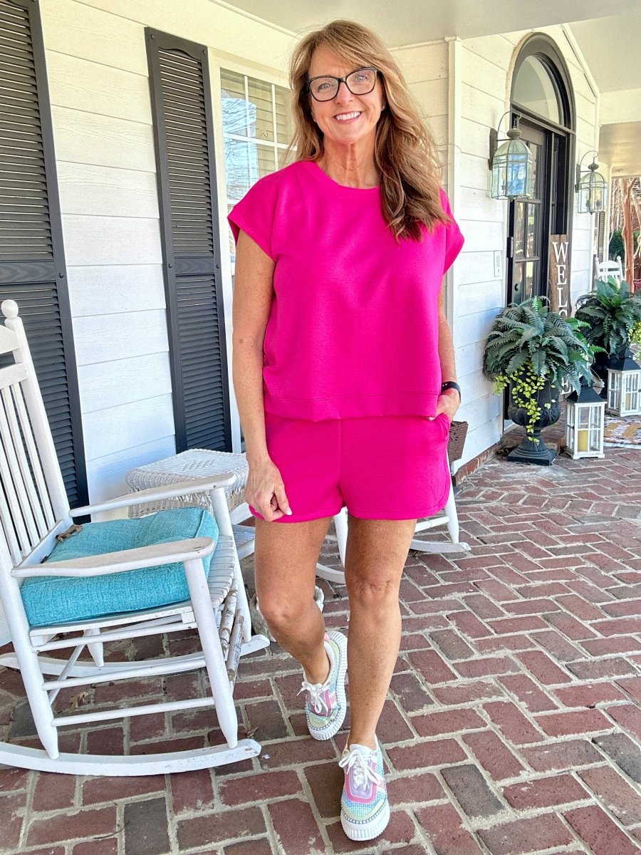 Scuba Short Sleeve Sweatshirt/Top - Hot Pink | Zenana - Casual Top - Jimberly's Boutique - Olive Branch - Mississippi