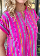 Shelly Hot Pink Boho Short Sleeve Top | Dear Scarlett - Casual Top - Jimberly's Boutique - Olive Branch - Mississippi