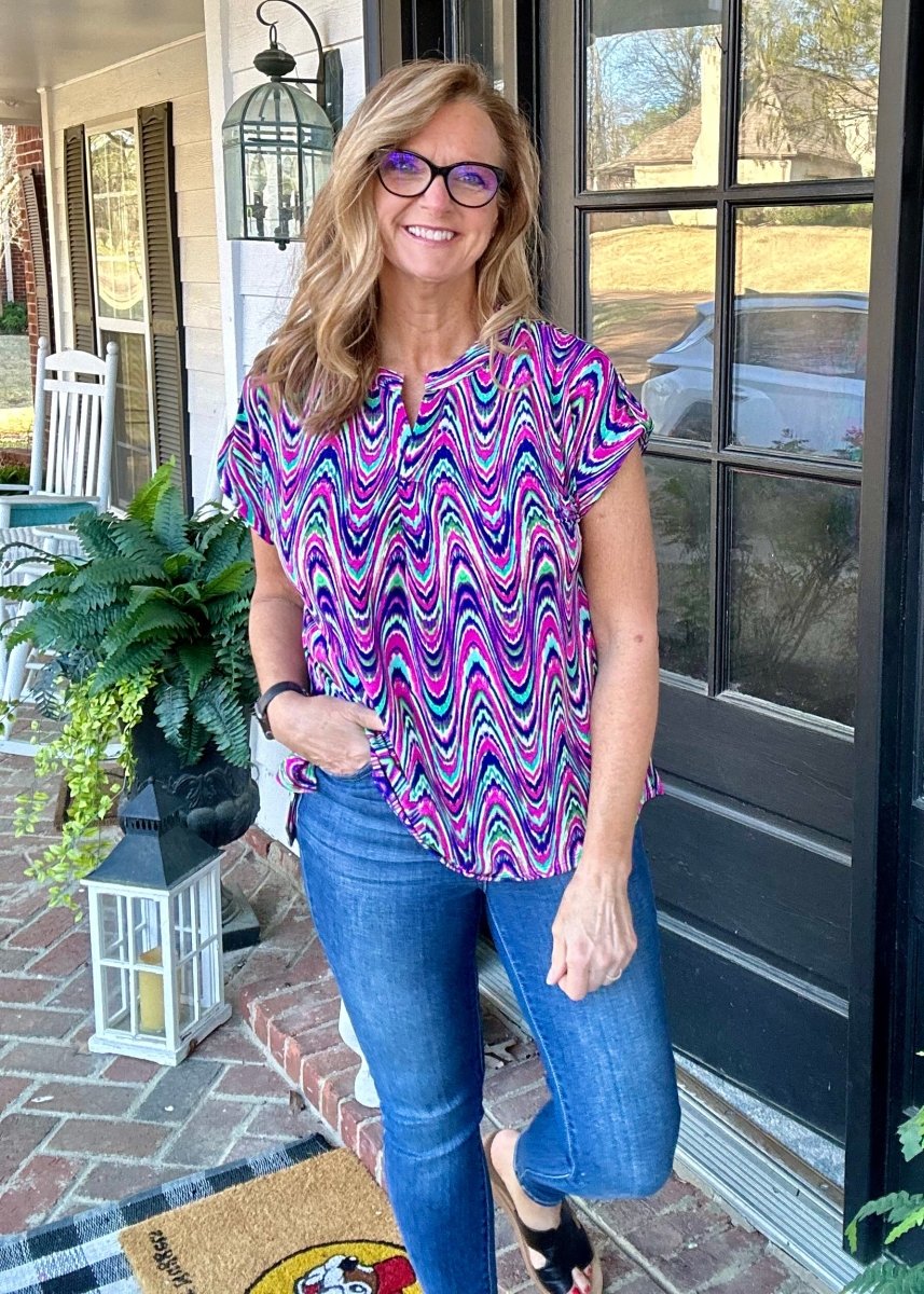 Shelly Multi Ric Rac Short Sleeve Top | Dear Scarlett - Casual Top - Jimberly's Boutique - Olive Branch - Mississippi