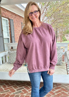 Side Bow Sweatshirt - Heather Burgundy w/Sage Floral Fabric Applique' Bows - sweatshirt - Jimberly's Boutique - Olive Branch - Mississippi