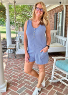 Sleeveless Ribbed Romper - Denim Blue - Jimberly's Boutique - Olive Branch - Mississippi