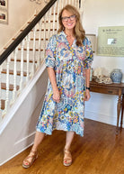 Slightly Distracted Midi Dress - Blue Mix | Umgee Paisley Print - Umgee Dress - Jimberly's Boutique - Olive Branch - Mississippi