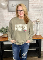 (Small) Southern Marsh Seawash Fly Line Sweatshirt - Dark Olive - Graphic Tee - Jimberly's Boutique - Olive Branch - Mississippi