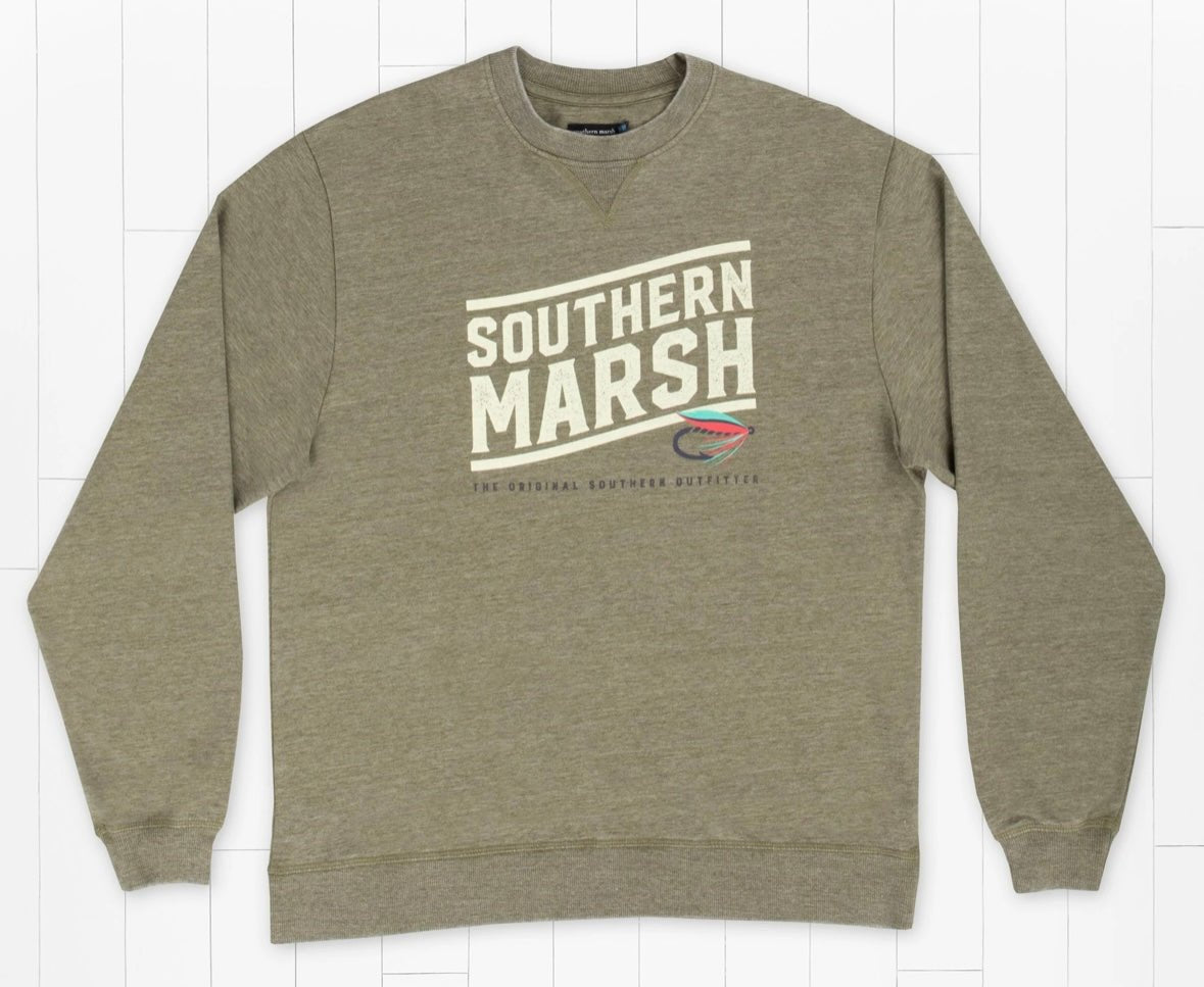 (Small) Southern Marsh Seawash Fly Line Sweatshirt - Dark Olive - Graphic Tee - Jimberly's Boutique - Olive Branch - Mississippi