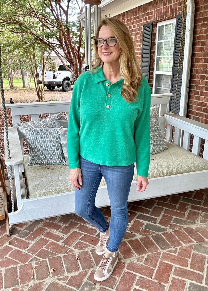 Soft Collared Sweater - Kelly Green - sweater - Jimberly's Boutique - Olive Branch - Mississippi