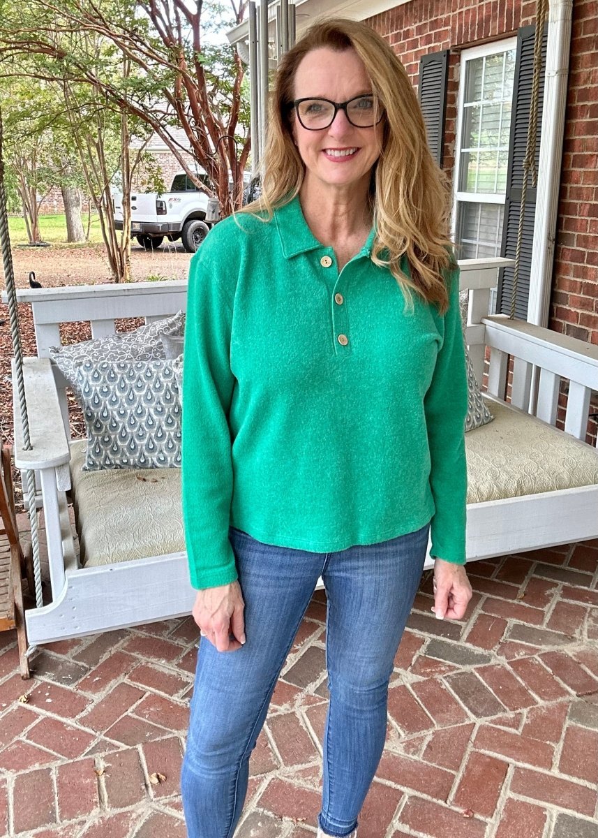 Soft Collared Sweater - Kelly Green - sweater - Jimberly's Boutique - Olive Branch - Mississippi