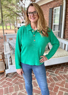 Soft Collared Sweater - Kelly Green - sweater - Jimberly's Boutique - Olive Branch - Mississippi