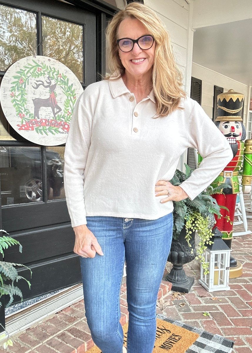 Soft Collared Sweater - Sand Beige - sweater - Jimberly's Boutique - Olive Branch - Mississippi