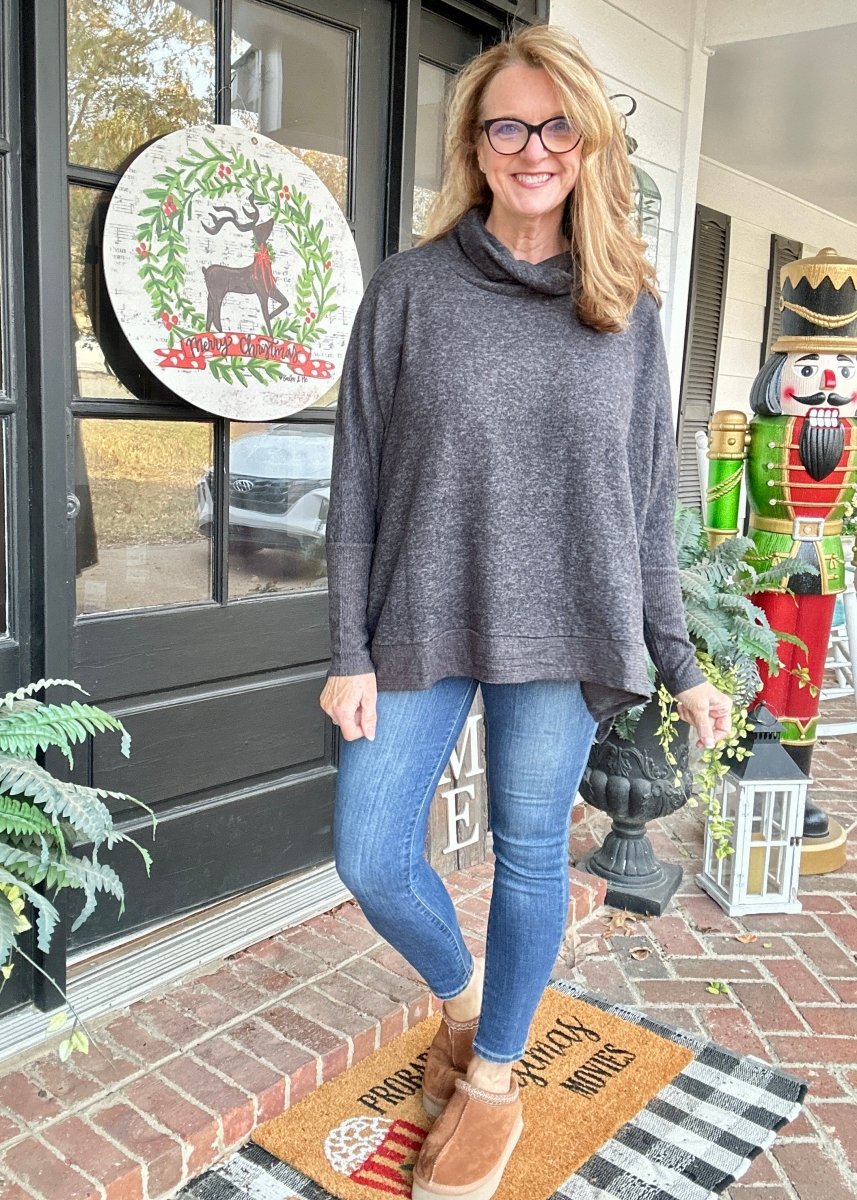 Soft Cowl Neck Poncho Sweater - Black - sweater - Jimberly's Boutique - Olive Branch - Mississippi