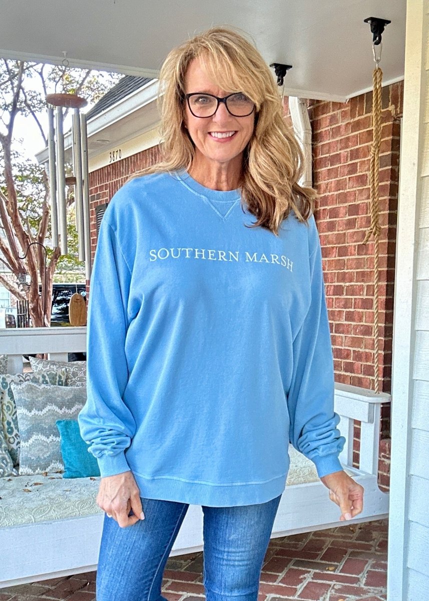 Southern Marsh | Seawash | Gameday | Sweatshirt | Washed Blue - Southern Marsh Sweatshirt - Jimberly's Boutique - Olive Branch - Mississippi