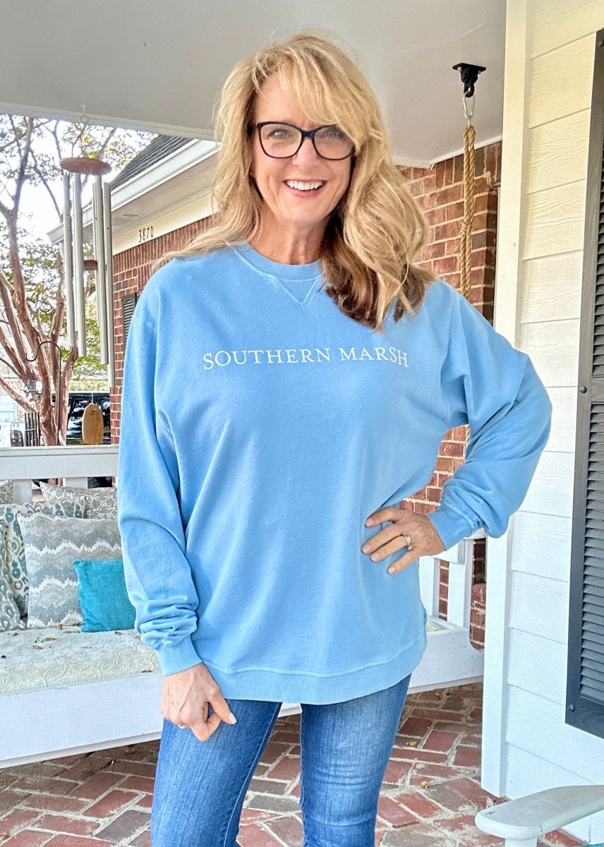 Southern Marsh | Seawash | Gameday | Sweatshirt | Washed Blue - Southern Marsh Sweatshirt - Jimberly's Boutique - Olive Branch - Mississippi