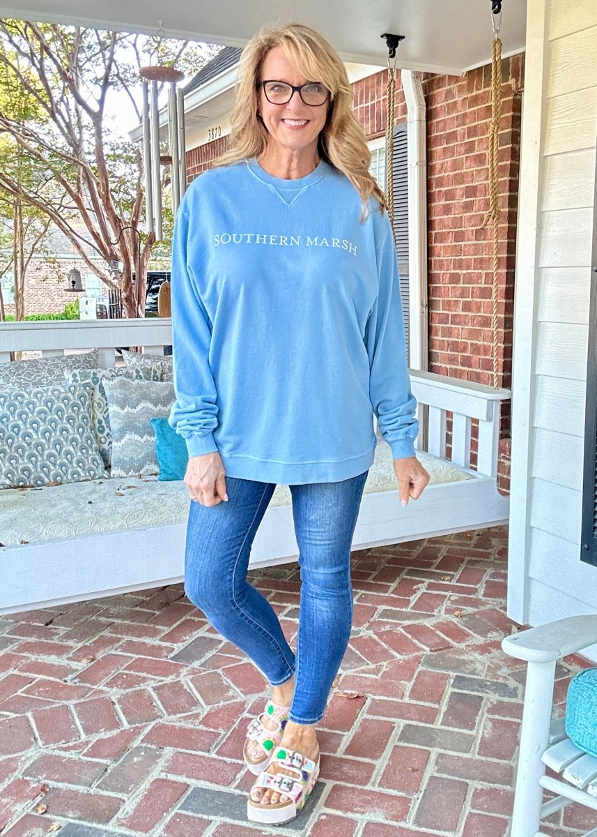 Southern Marsh | Seawash | Gameday | Sweatshirt | Washed Blue - Southern Marsh Sweatshirt - Jimberly's Boutique - Olive Branch - Mississippi