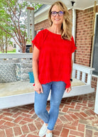 Textured Dot Top - Red | Umgee - Casual Top - Jimberly's Boutique - Olive Branch - Mississippi