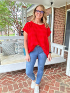 Textured Dot Top - Red | Umgee - Casual Top - Jimberly's Boutique - Olive Branch - Mississippi