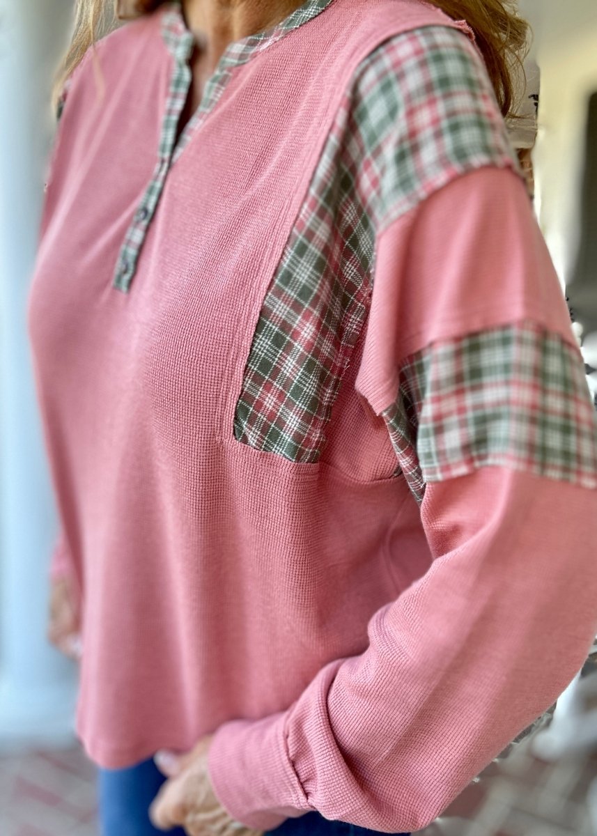 Thermal Henley Top - Dusty Rose | Easel - henley top - Jimberly's Boutique - Olive Branch - Mississippi