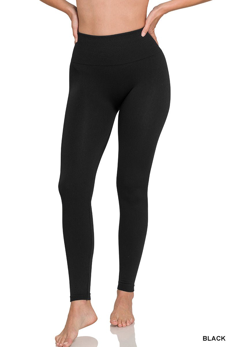 Tummy Control Fleece Leggings - Black - Fleece Leggings - Jimberly's Boutique - Olive Branch - Mississippi