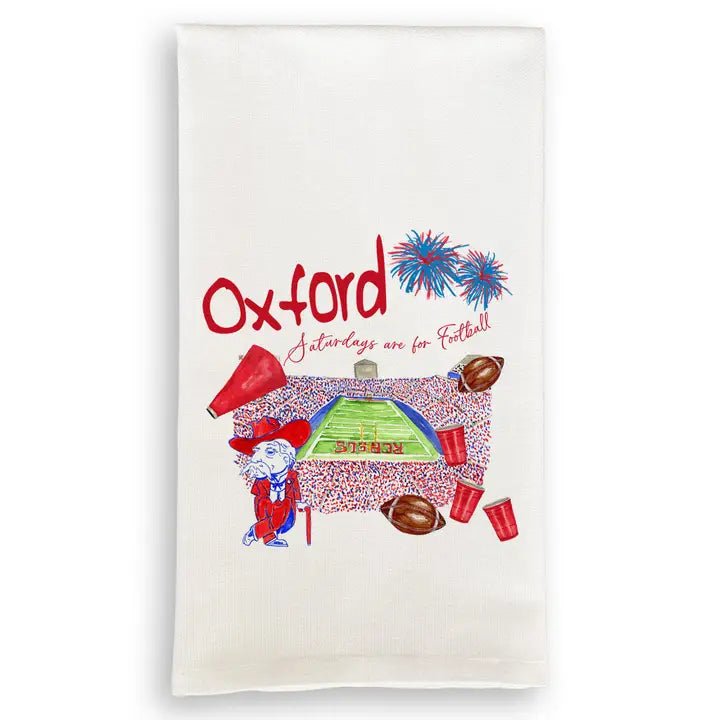 University of Mississippi Football Pattern Tea Towel - Dishtowel - Jimberly's Boutique - Olive Branch - Mississippi