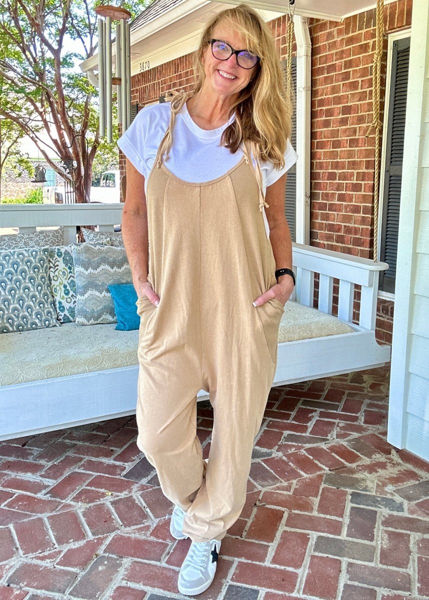 Washed Baggy Jumpsuit - Taupe - jumpsuit - Jimberly's Boutique - Olive Branch - Mississippi